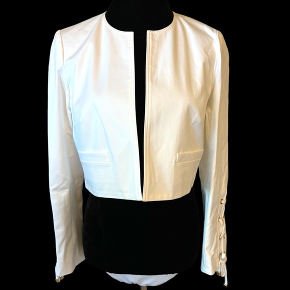 PAULE KA Jackets & Blazers - Paule Ka Paris White Tie Sleeve Jacket Size 38 XS